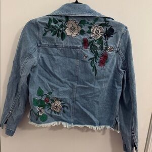 H&M Coachella Womens Sz 6  Embroidered Denim Jacket